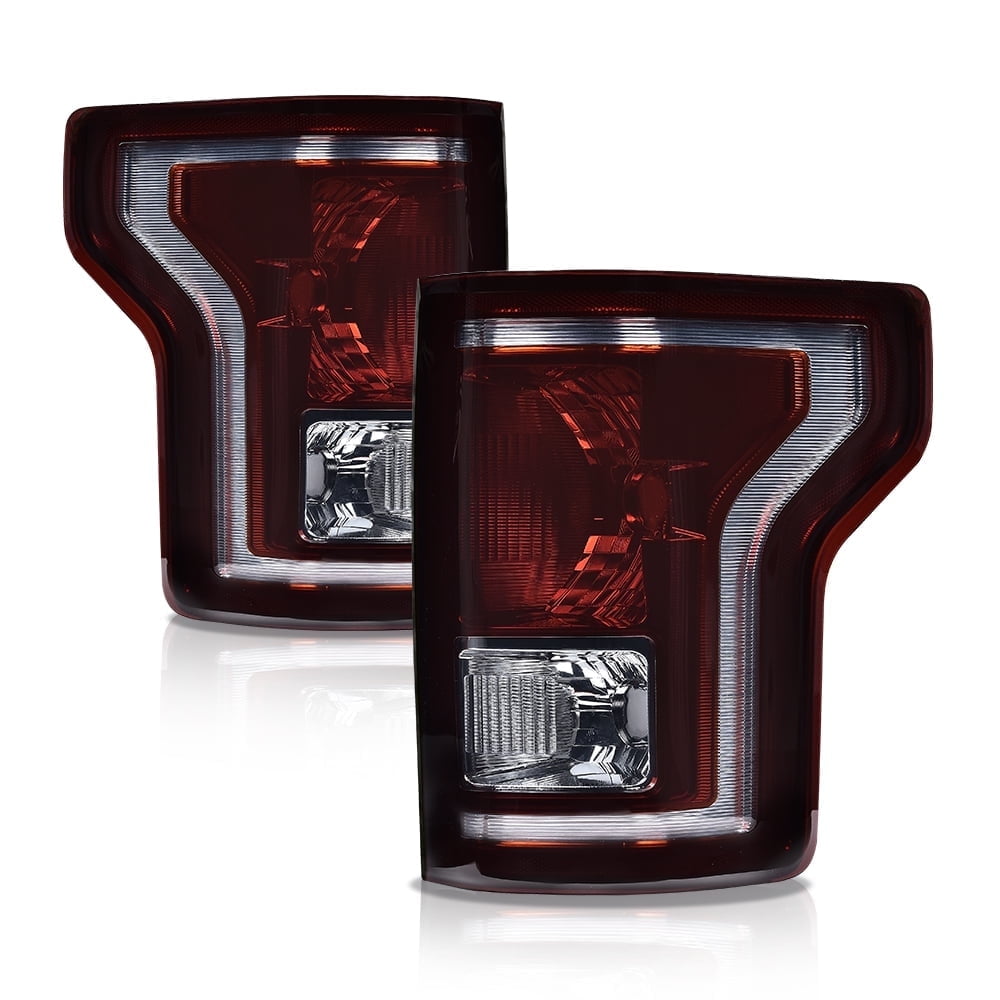 G-Plus Tail Light Set Fit for Ford F150 2015 2016 2017 Left and Right Side Tail lamps Brakelights w/bulb Halogen Smoke lens FL3Z13405A-PFM FL3Z13404A-PFM FO2800239C FO2801239C